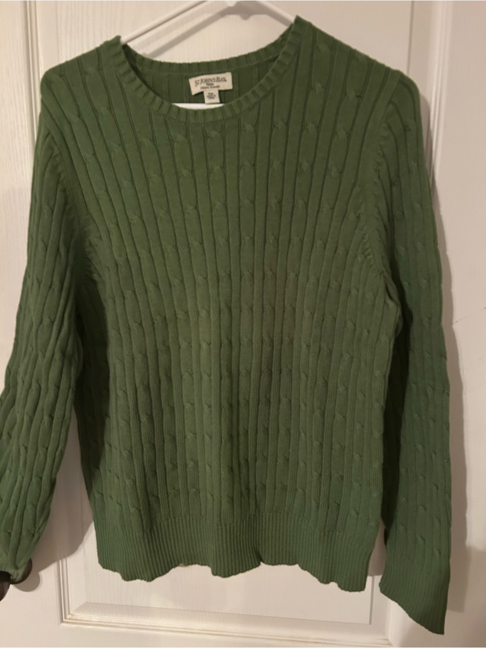 St. John's Bay Green Cable-Knit Crewneck Sweater